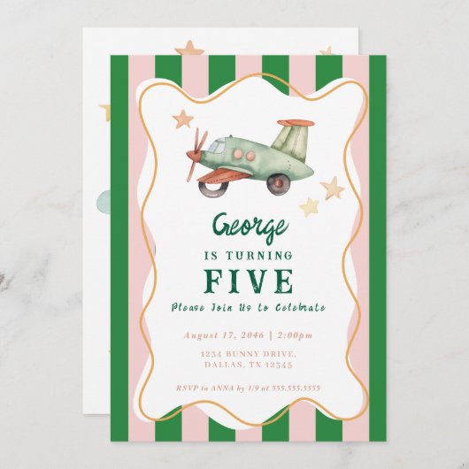 男クールカラフルモダン子機誕生会 招待状 (正面/裏面)