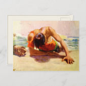 男クール付き救ビーチ ポストカード (正面/裏面)