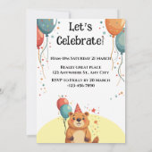 男クール子と女の子のためのキャピバラハッピーバースデー 招待状 (裏面)