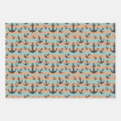 男クール子海賊タイル模様 ラッピングペーパーシート (正面)