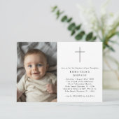 男シンプル子と女の子のための招待状写真バプテスマ 招待状 (スタンド正面)