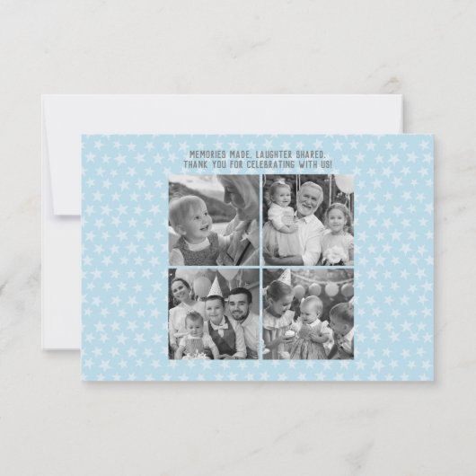 男パーソナライズされたおもしろいの誕生日 |写真4枚 サンキューカード (裏面)