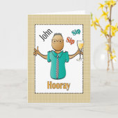 男パーソナライズされたおもしろい誕生日トーストカード カード (黄色い花)