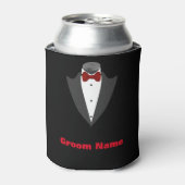 男パーソナライズされたのタキシードの新郎 缶クーラー (缶正面)