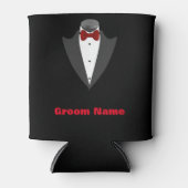 男パーソナライズされたのタキシードの新郎 缶クーラー (正面)