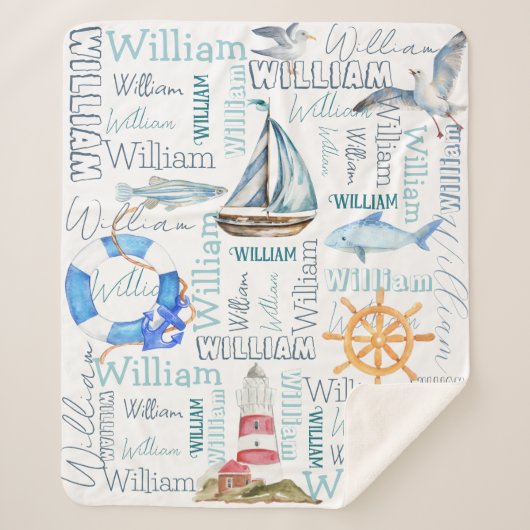 男パーソナライズされたの名航海の前 シェルパブランケット (正面)