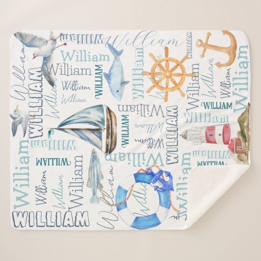 男パーソナライズされたの名航海の前 シェルパブランケット (正面(横))