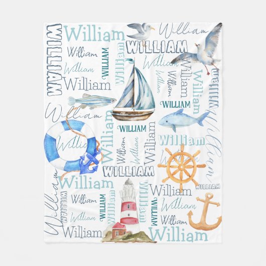 男パーソナライズされたの名航海の前 フリースブランケット (正面)