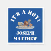 男パーソナライズされたの子の毛皮の動物の海軍 スタンダードカクテルナプキン (正面)