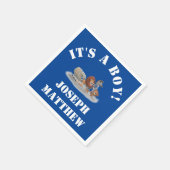 男パーソナライズされたの子の毛皮の動物の海軍 スタンダードカクテルナプキン (角)