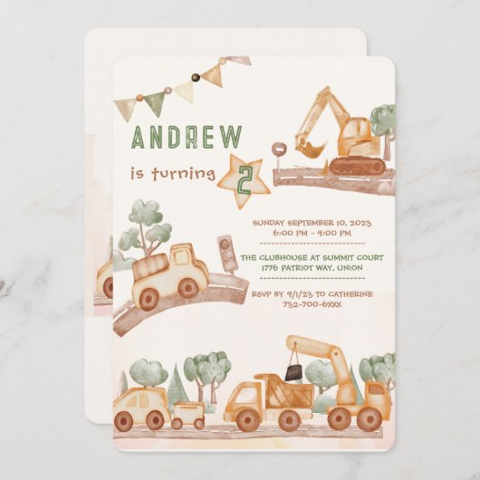 男パーソナライズされたの子の誕生日 招待状 (正面/裏面)