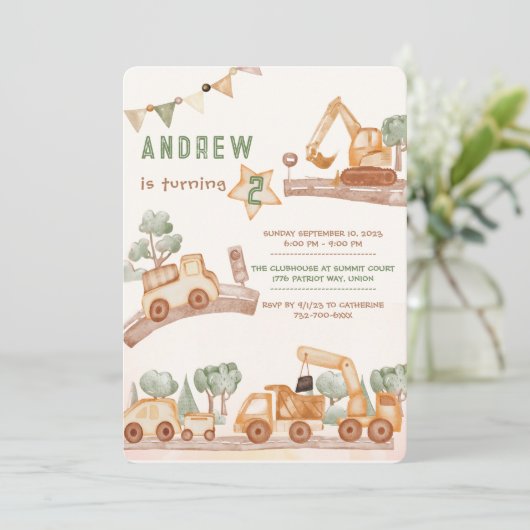 男パーソナライズされたの子の誕生日 招待状 (スタンド正面)