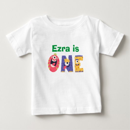 男パーソナライズされたの子の誕生日Tシャツ ベビーTシャツ (正面)