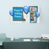 男パーソナライズされたの子の青の誕生日バナー 横断幕 (トレードショー)