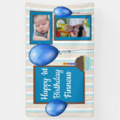 男パーソナライズされたの子の青の誕生日バナー 横断幕 (縦)