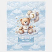 男パーソナライズされたの子の3歳の誕生日のためのテディ毛布 フリースブランケット (正面)