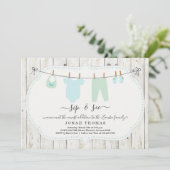 男パーソナライズされたの子のsipと参照招待状- 素朴 招待状 (スタンド正面)