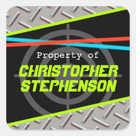 男パーソナライズされたの子レーザーラベルテーマ名 スクエアシール