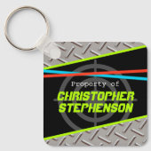男パーソナライズされたの子レーザーラベルテーマ名IDキーチェーン キーホルダー (正面)