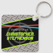 男パーソナライズされたの子レーザーラベルテーマ名IDキーチェーン キーホルダー (裏面)