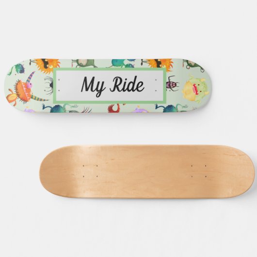 男パーソナライズされた子のかわいいモンスターデザイン スケートボード (横)