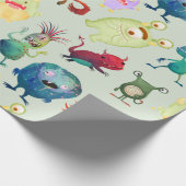 男パーソナライズされた子のかわいいモンスターデザイン ラッピングペーパー (角)