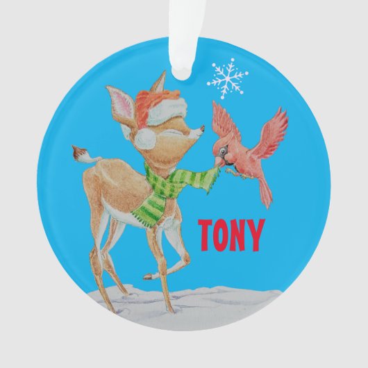 男パーソナライズされた子のクリスマス飾り オーナメント (正面)