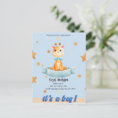 男パーソナライズされた子の赤ちゃんシャワー招待状 案内ポストカード (スタンド正面)