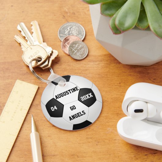 男パーソナライズされた子や女の子のためのサッカーの贈り物 キーホルダー (デスク)