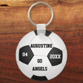 男パーソナライズされた子や女の子のためのサッカーの贈り物 キーホルダー (正面)