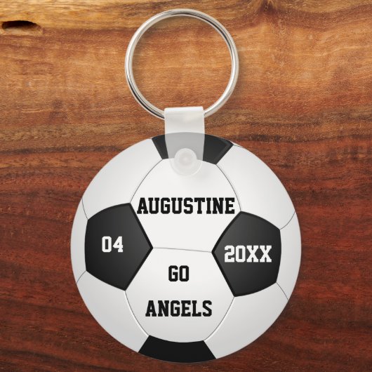 男パーソナライズされた子や女の子のためのサッカーの贈り物 キーホルダー (正面)