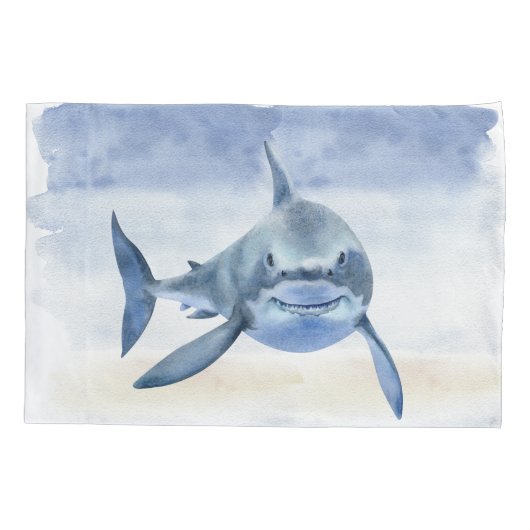 男パーソナライズされた子名のサメ枕 枕カバー (裏面)