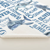 男パーソナライズされた子名のサメ毛布 シェルパブランケット (3/4)