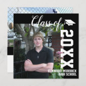 男パーソナライズされた子高校卒業 案内状 (正面/裏面)