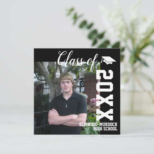 男パーソナライズされた子高校卒業 案内状 (スタンド正面)