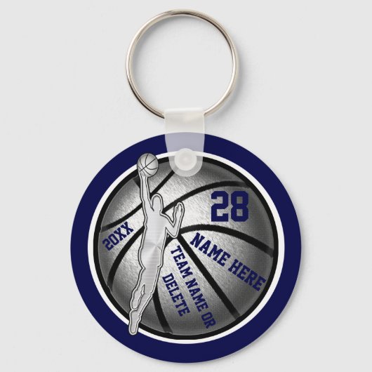 男パーソナライズされた子・海軍のためのバスケットボールの贈り物 キーホルダー (正面)