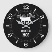 男パーソナライズされた実在性が猫のシルエットを愛する ラージ壁時計 (正面)