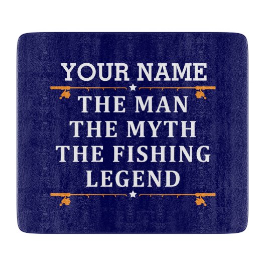 男パーソナライズされた神話魚釣り伝説 カッティングボード (正面)