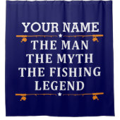 男パーソナライズされた神話魚釣り伝説 シャワーカーテン (正面)