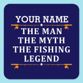 男パーソナライズされた神話魚釣り伝説 スクエアシール