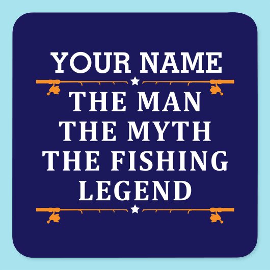 男パーソナライズされた神話魚釣り伝説 スクエアシール