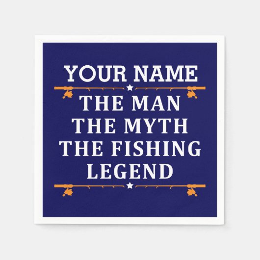 男パーソナライズされた神話魚釣り伝説 スタンダードカクテルナプキン (正面)