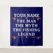 男パーソナライズされた神話魚釣り伝説 タペストリー (正面)