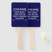 男パーソナライズされた神話魚釣り伝説 ハンドファン (正面&裏面)