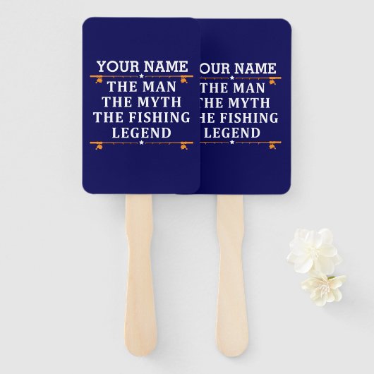 男パーソナライズされた神話魚釣り伝説 ハンドファン (正面&裏面)