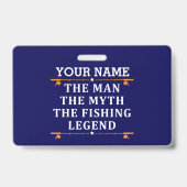 男パーソナライズされた神話魚釣り伝説 バッジ (裏面)