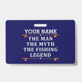 男パーソナライズされた神話魚釣り伝説 バッジ (正面)