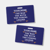 男パーソナライズされた神話魚釣り伝説 バッジ (正面＆裏面)
