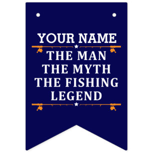 男パーソナライズされた神話魚釣り伝説 バンティングフラッグ