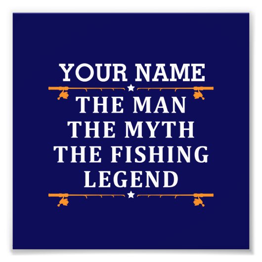 男パーソナライズされた神話魚釣り伝説 フォトプリント (正面)